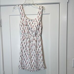 Forever 21 White Sleeveless Mini Dress with Red & Black Lipstick Print size M.